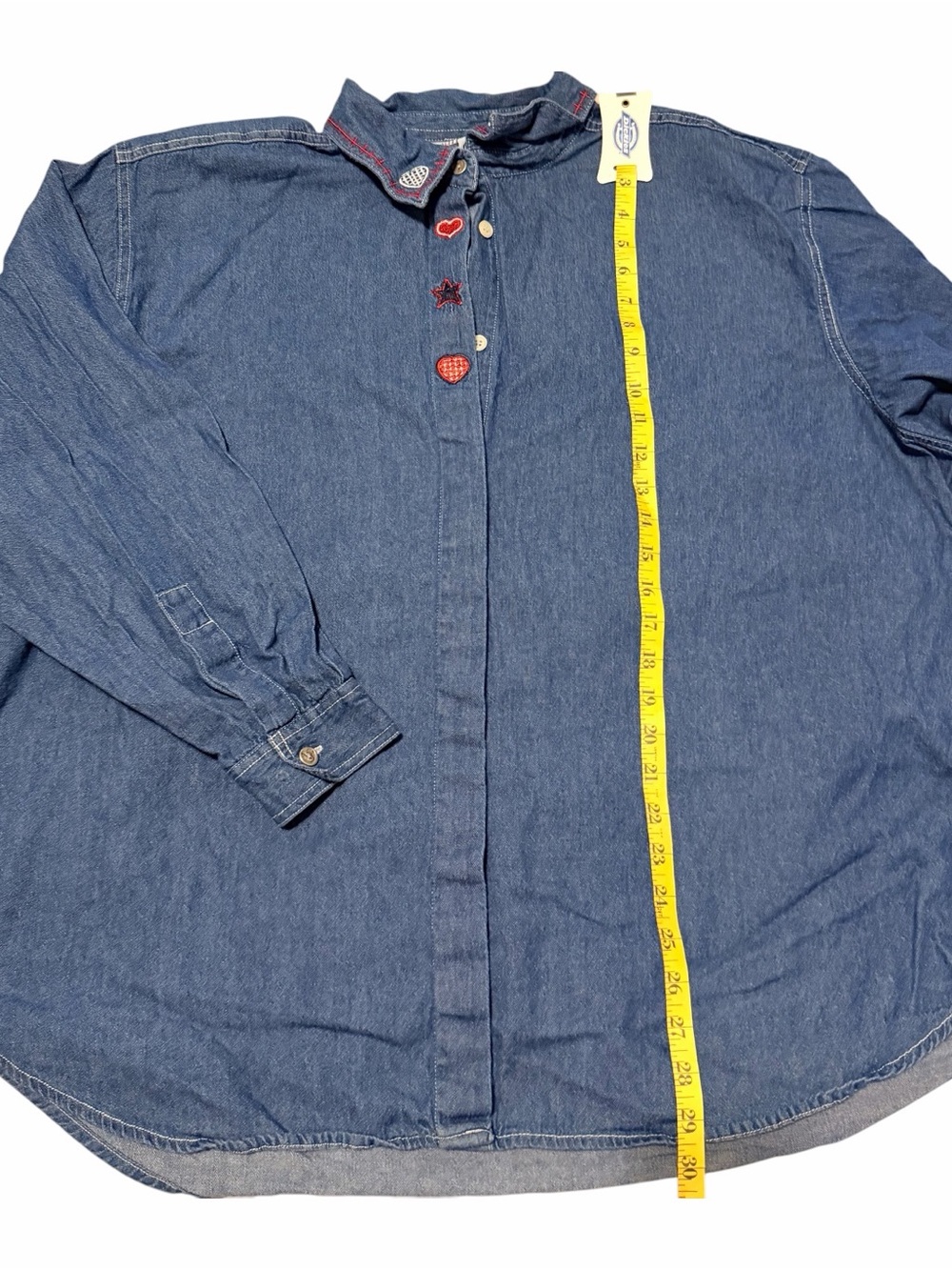 Women’s plus size Denim Button-Up Shirt in Blue - Picture 2 of 5